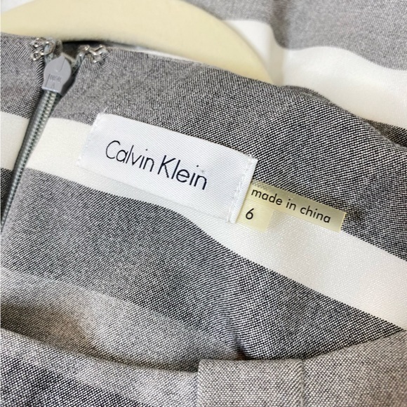 Calvin Klein cap sleeve mini sheath dress in gray and white stripes size 6 - Picture 13 of 14